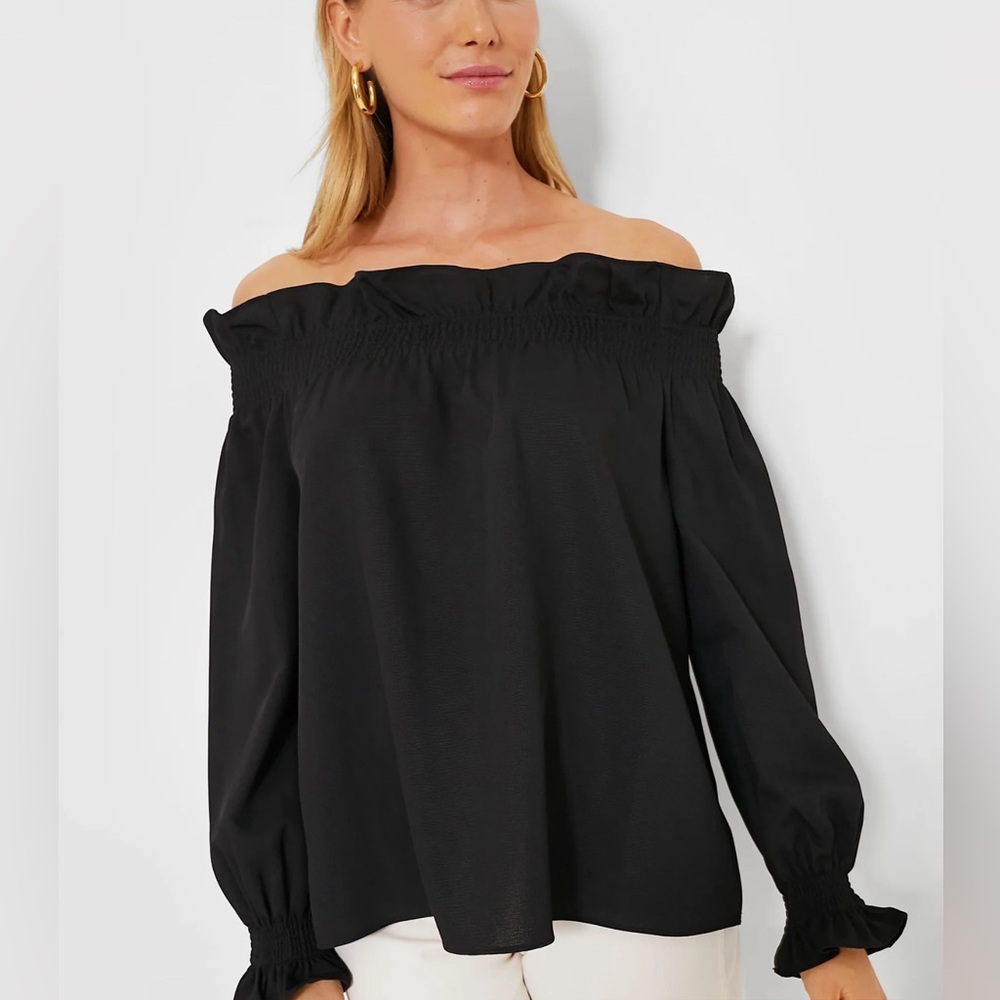 Black Off the Shoulder Marguerite Blouse
